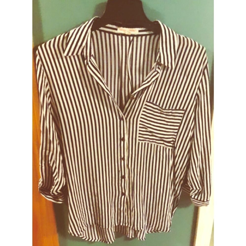 Navy Striped Button-Down Shirt